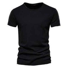 100% Cotton Round Neck Design Slim Fit Soild Color Short Sleeve T Shirt for Men