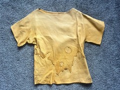Vintage RARE deerskin leather top Handmade Artist Stamped Tag Short Sleeve Z3
