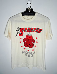 Vintage Spartan Boxing Gym Brooklyn New York Shirt Large 80s 90s Paper Thin Tee