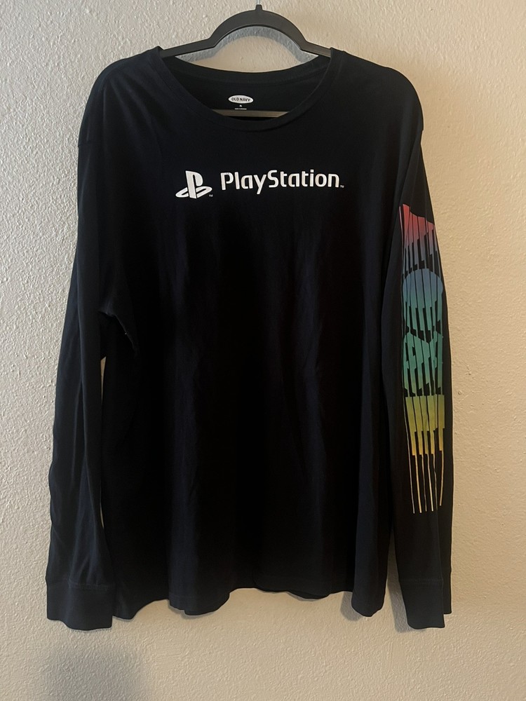 PlayStation Old Navy Men’s Size XL Black Long Sleeve Graphic Crew Neck T-Shirt