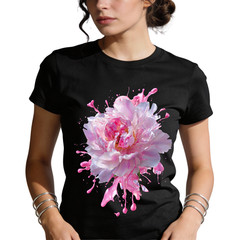 Pink Peony Graphic Tee | Women Floral Tee | Aesthetic Flower Shirt Gift Idea