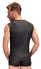 Men’s Black Mesh Wetlook Sleeveless Shirt Clubwear Tank Top
