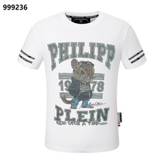 PHILIPP PLEIN T-shirt Round Neck SS PP Glass Black/White Size Medium