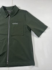 Tenore Zip Up Shirt Jacket Polo Short Sleeve Green Logo Pocket Men’s L