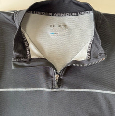Under Armour Mens 2XL Black Pullover 1/4 Zip Long Sleeve Coldgear 1232672 Logo