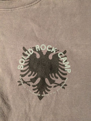 MEN’S TSHIRT: Solid Rock Camp Albania Eagle Christian Ministry Gray Cotton LARGE