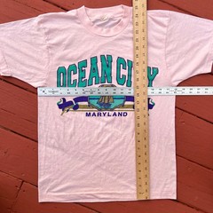 Vintage 80s Ocean City Maryland Sailboat Beach Pink T Shirt Single Stitch M USA