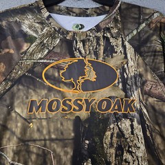 Mossy Oak Camo Shirt Large Brown Green Outdoor Hunting Fishing Casual Polyester