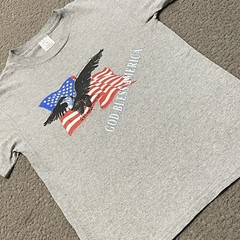 God Bless America Shirt S Gray U.S. American Flag Bald Eagle Graphic Delta Tee