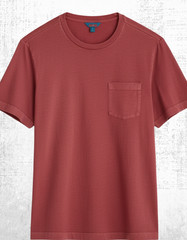 Men’s Seasalt Cotton Crew Neck Chest Pockets T-shirt Bam Red Cyan Boxy Fit