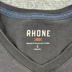 RHONE Mens V Neck T Shirt L Gray Cotton Polyester Spandex Short Sleeve Casual