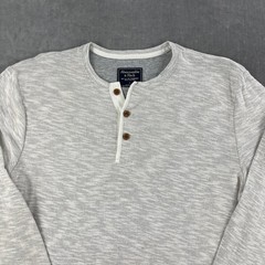 Abercrombie & Fitch Mens Large Gray Henley Long Sleeve Ribbed Knit Shirt
