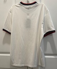 MEN’S BEN SHERMAN WHITE T-SHIRT SIZE M STRIPE COLLAR POCKET COTTON STRETCH TEE.
