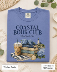 Coastal Book Club Shirt, Comfort Colors Beach Reading Tee, Book Lover Gift