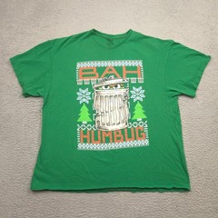 Sesame Street Oscar The Grouch Bah Humbug Christmas T Shirt Mens XXL Green