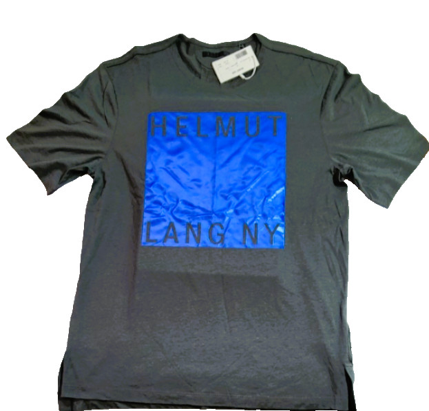 Helmut Lang T Shirt Gunmetal Grey & Ombre Blue Box Fit Film Print Men XL