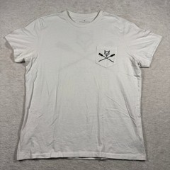 Prince & Fox Mens XL White Graphic Pocket T-Shirt Fox Oars Cotton Tee