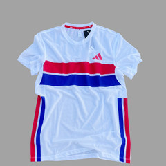 adidas mens white retro luxe super thin retro slim fit running climacool T-shirt