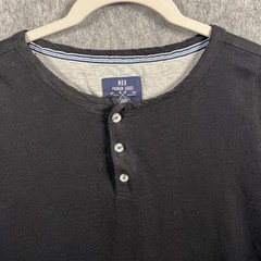 MBX Premium Goods Men’s 3 Button Tee Size Large Black 100% Cotton Short Sleeves