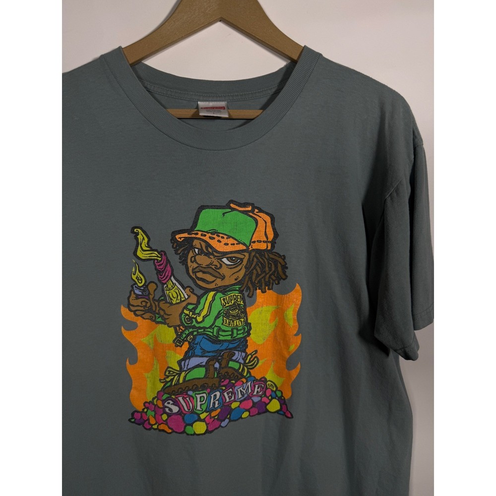 Supreme Molotov Kid Tee Joe Cool Slate Blue Grey Mens Large Short Sleeve T-Shirt
