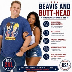 Beavis and Butt-Head Americana Shirt Men 2XL 44/46 Blue Mineral Wash Graphic Tee