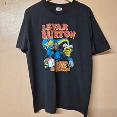 Bayside LeVar Burton T-Shirt Men’s XL Black Graphic Print Book Reading