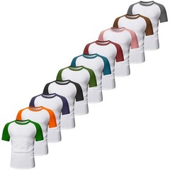 Mens Short Sleeve T Shirt Raglan FOLT Contrast Baseball 100% Cotton New Tee Tops