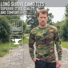 Men’s Midnight Blue Camo Long Sleeve T-Shirt – Rothco Camo Poly/Cotton Tee 3637