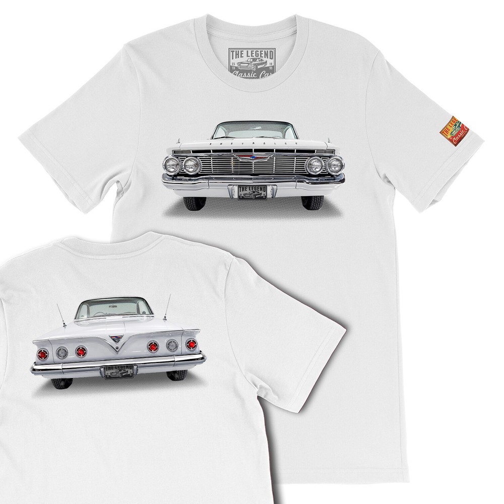 1961 White Chevy Impala The Legend Classic Car, Men’s Gift T-shirts