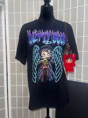 Betty Boop Graphic Motorcycle Biker Angel Wings T-Shirt