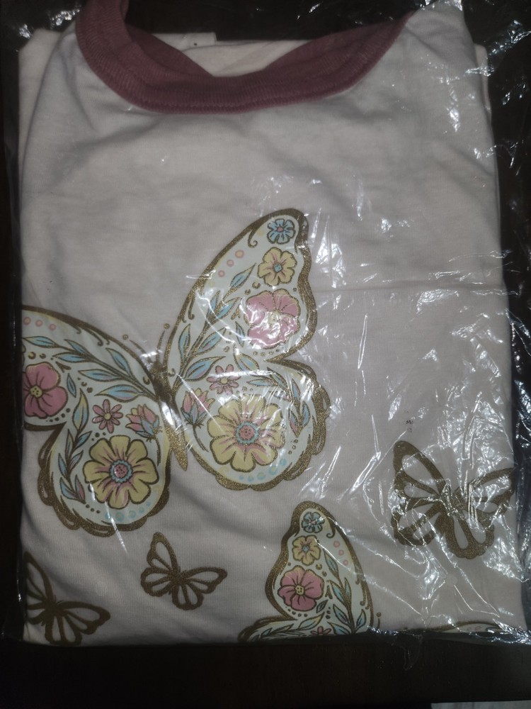 Women’s 3XL Long Beige/Pink Raglan Crew T-Shirt Butterfly Fearless Joshua 1:9