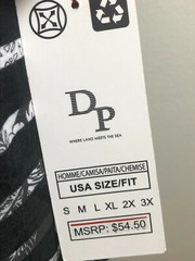 New Men’s 2X Ditch Plains Black & White Strip & Floral Print T-Shirt