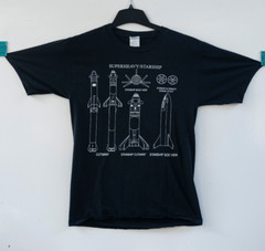 Space X Superheavy / Starship Cutaway Cross Section Promo T-Shirt Black Size S