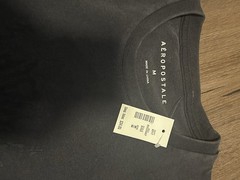 Aéropostale Men’s Gray Solid Logo Cotton Jersey Crew Neck T-Shirt M