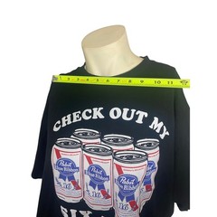 Pabst Blue Ribbon Check Out My Six Pack Beer Graphic T Shirt Mens 2XL Black