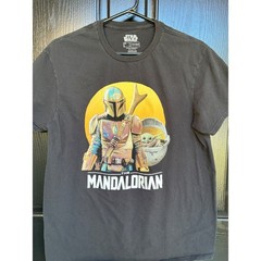 Star Wars The Mandalorian Fifth Sun Mens Large Black Graphic T-Shirt Grogu Tee
