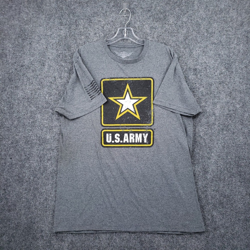 7.62 Design T-Shirt Mens L Large Gray US Army American Flag Graphic Short Sleeve