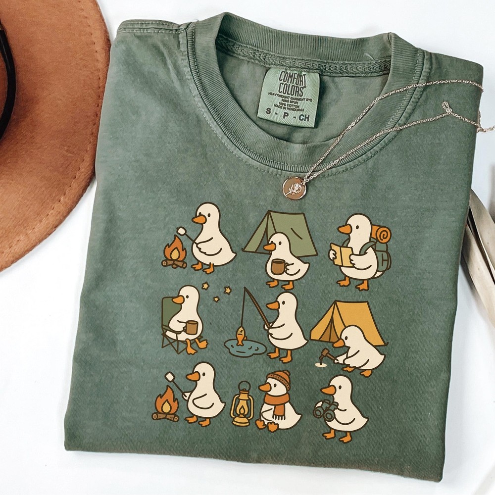 Cute Goose Camping Shirt Funny Outdoor Adventure Tee Cozy Camper Comfort Color