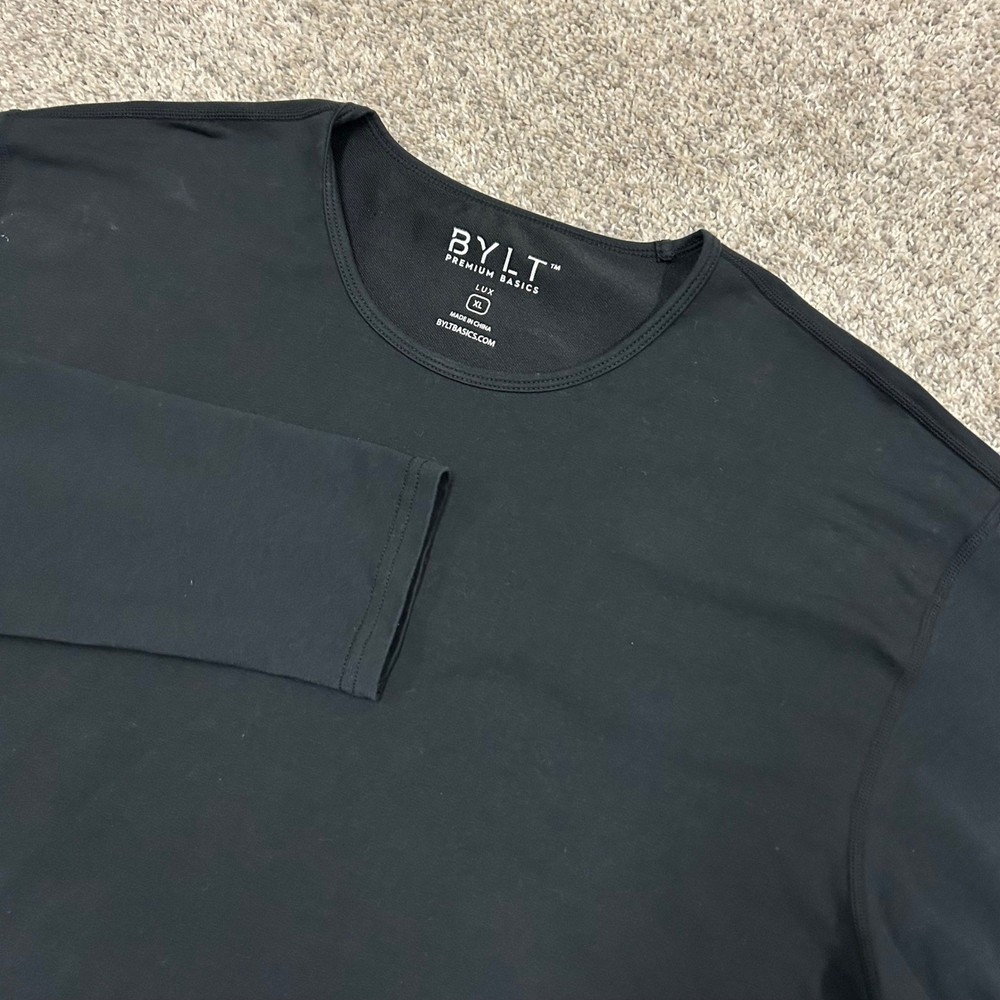 BYLT Long Sleeve Shirt Lux XL Black Drop Cut Premium Basics Athletic Fit