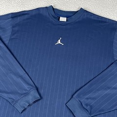 Nike Air Jordan Shirt Mens XXL Blue Pinstripe Jumpman Logo Long Sleeve Pocket