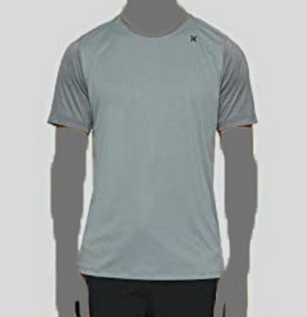 $40 Hurley Men Gray Crew Neck Short Sleeve Logo UV Fabric Upf50+ T Shirt Sz XXL