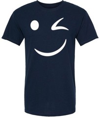 Winking Smiley Face Printed T-Shirt Funny Cute Wink Smiley Graphic Tee