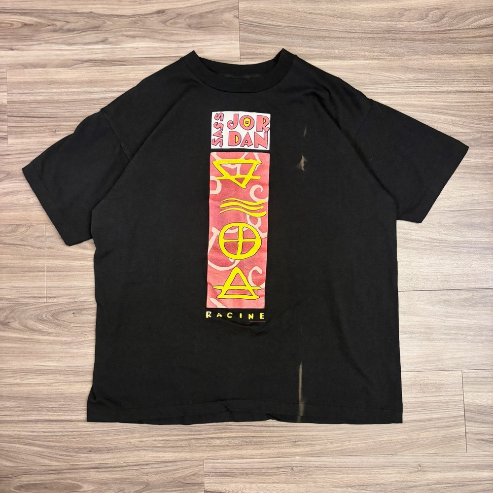 90s / Vintage Sass Jordan Racine Brockum Band T-Shirt USA Made Single Stitch XL