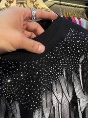 Men Fashion Luxury Trend Wings Drills Rhinestone Diamond Streetwear T-Shirt