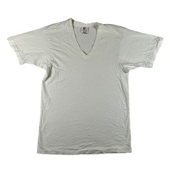 Vintage Hanes Shirt Mens Medium White V-Neck Cotton Undershirt Basic Tee Blank
