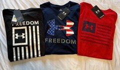 3 NEW Under Armour Men’s Shirts Logo Graphic Freedom Military Flag M Shirt NWT