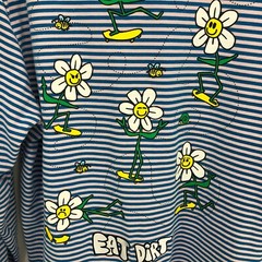 ALAB Mens Novelty Embroidered Pullover Shirt Size L Multicolor Stripe Eat Dirt F
