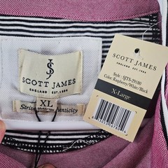 Scott James Henley Shirt Mens XL Raspberry Pink Short Sleeve New NWT