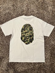 A Bathing Ape BAPE Ape Head Camo Logo Graphic White Tee Mens Size L NWT