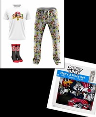 WB LOONEY TUNES 3 PIECE MEN’S SET (T-shirt, Loungepant & 1 pair socks) SZ XL